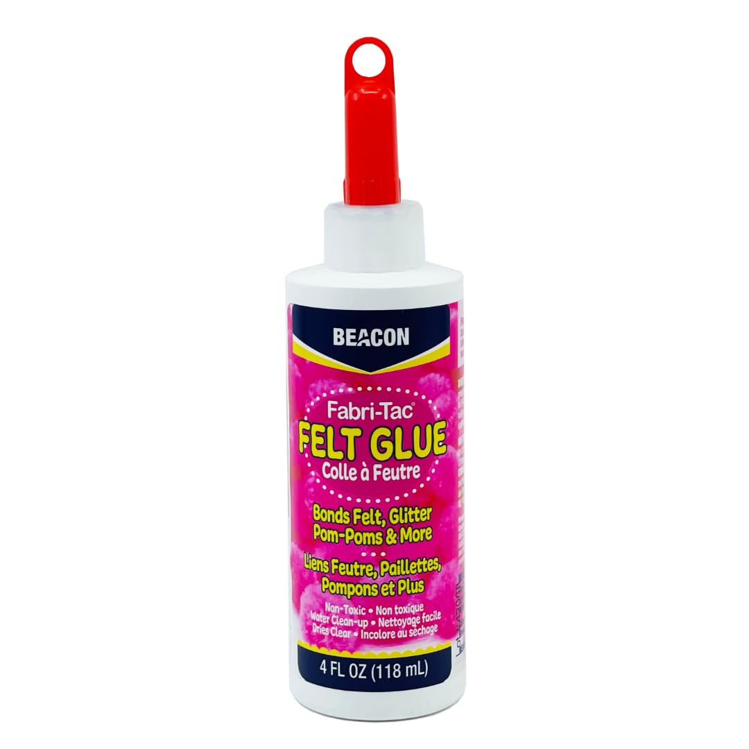 BEACON Felt Glue - Fast Fix for All Felt Projects, Non-Toxic, Dries Clear, Great for Kids, Washer-Friendly, 4-Ounce