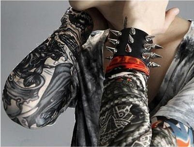 6Pcs Set Body Art Arm Stockings Slip Accessories Fake Temporary Tattoo Sleeves, Tiger, Crown Heart, Skull, Tribal Shape