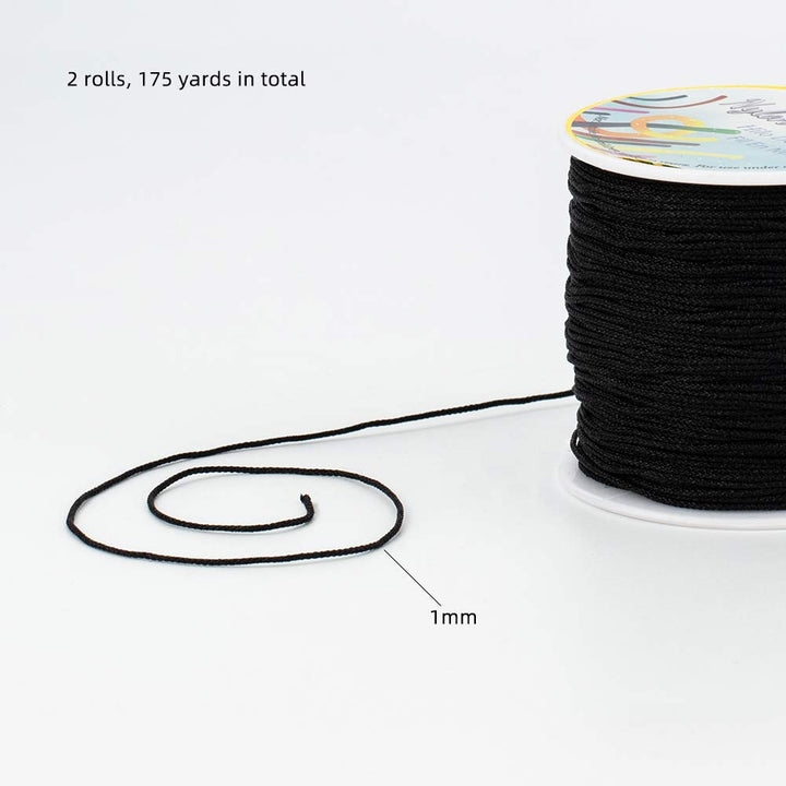 OLYCRAFT 175 Yards 1mm Nylon Chinese Knotting Cord Blac
