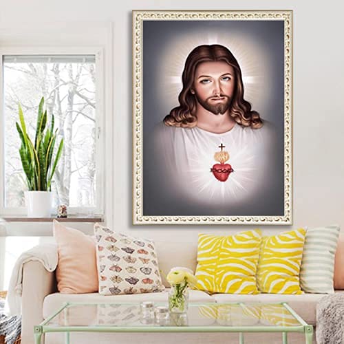 Jesus Faith Diamond Painting Set 5D Full Round Diamond Painting God Diamond Painting by Numbers Jesus Diamond Painting Cross Stitch Kit for Adult Kids Home Wall Art Decor (30X40 CM)