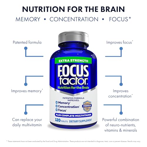 Adults Extra Strength, 120 Count - Brain Supplement for Memory, Concentration and Focus - Complete Multivitamin with DMAE, Vitamin D, DHA - Trusted Health Vitamins