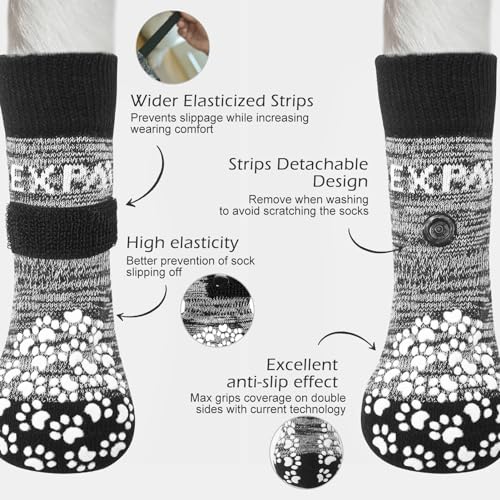 6Pcs Anti-Slip Dog Socks to Prevent Licking Paws,Dog Shoes for Hot/Cold Pavement,Best Paw Protector Traction Control on Hardwood Floor,Dog Booties for Puppy Small Medium Large Senior Dogs