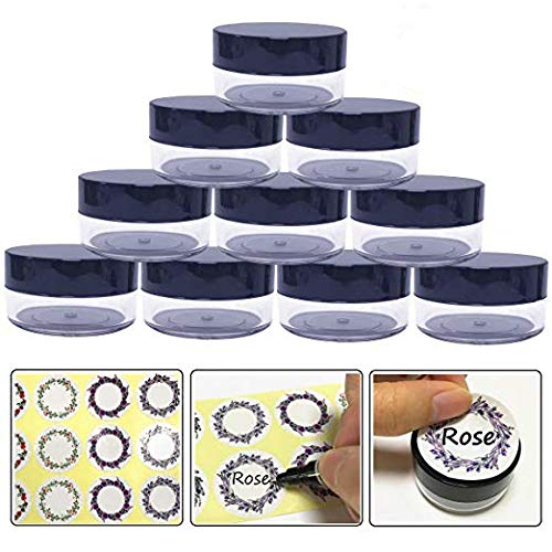 40 Pack, Black: 10Gram/10Ml Round Clear Empty Container Jars with Black Screw Lids Bulk for Lip Balms, Makeup Samples - Bpa Free (40 Pack, Black)