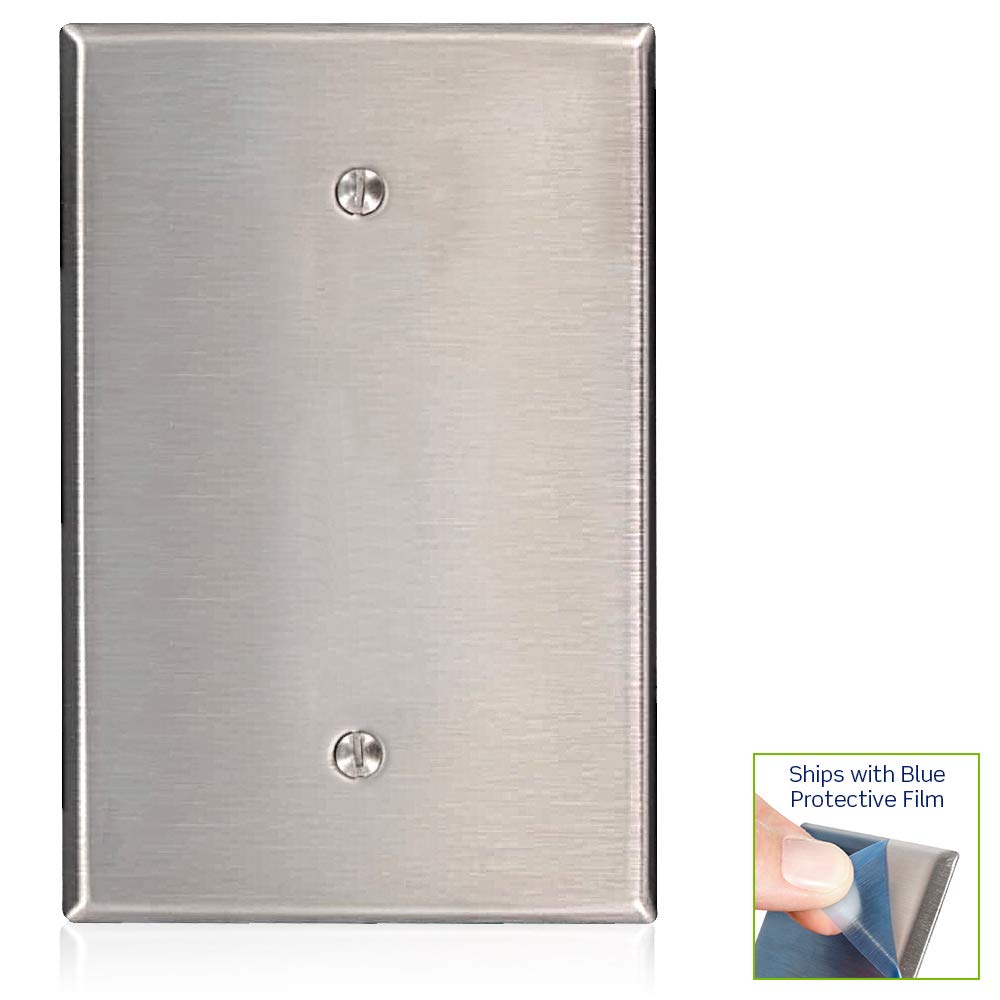 84114 1-Gang No Device Blank Wallplate, Oversized, Box Mount, Stainless Steel