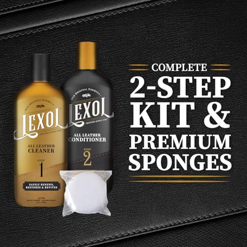 All Leather Cleaner and Conditioner Kit for Car Seats and Interiors, Couches and Furniture, Shoes and Boots, Baseball Gloves and Horse Saddles, Two 8 oz Bottles and Two Sponges