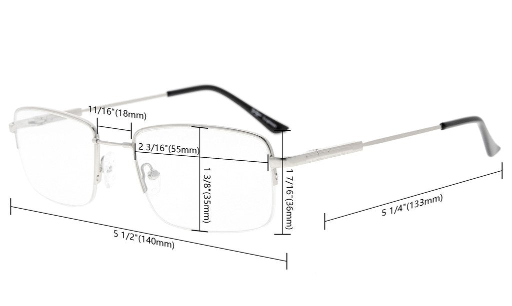 Eyekepper Mens Half-Rim Reading Glasses Memory Readers 