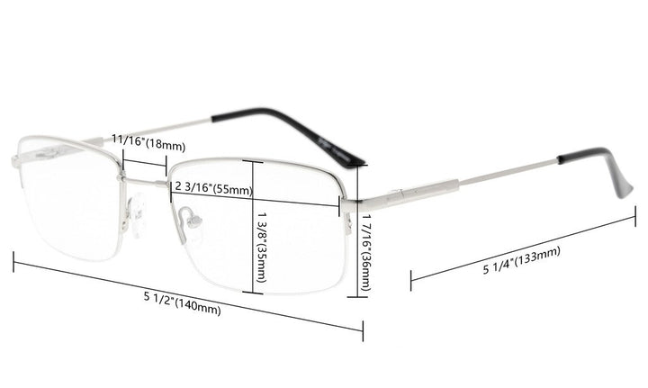 Eyekepper Mens Half-Rim Reading Glasses Memory Readers 