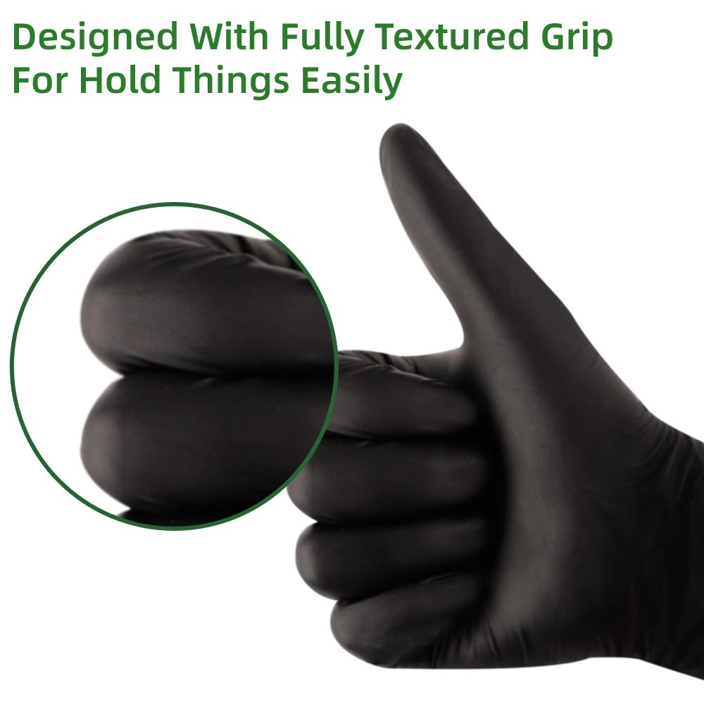 Nitrile Disposable Gloves Pack of 100, Latex Free Safety Working Gloves for Food Handle or Industrial Use(Black,X-Large)