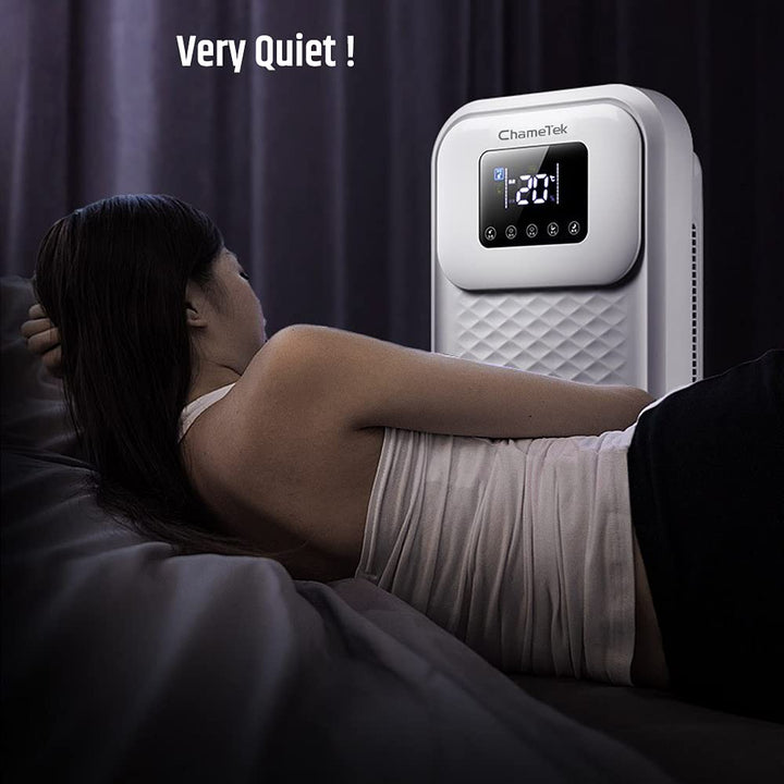 Quiet Dehumidifier with Drain Hose for Bedroom Bathroom Basements Garage RV Smart Shut Off 80 OZ 530 Sq.Ft Dual-core Power and Small Space