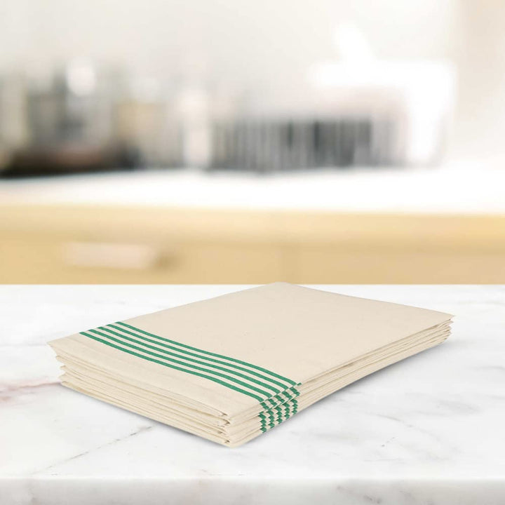 Set of 6 Kitchen Dish Towels, 100% Cotton Kitchen Towels, with Hanging Loop, Dishcloth Sets for Washing &amp; Drying Dishes, Tea Towels &amp; Hand Towels 18x28, French Stripe, Assorted