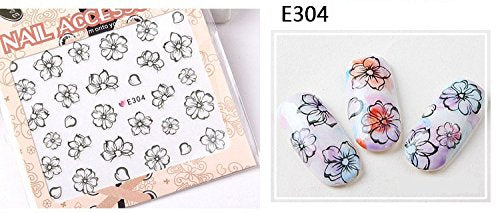 2: 20Pcs Color 3D Flower Design Nail Sticker Decal Diy Nail Art Decoration Kit