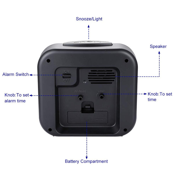 5.5 Silent Analog Alarm Clock Non Ticking, Gentle Wake, Beep Sounds, Increasing Volume, Battery Operated Snooze and Light Functions, Easy Set, Black (Best for Elder)