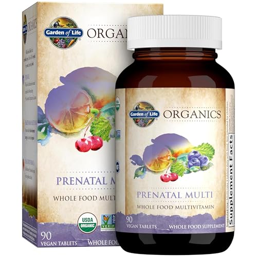 Organics Women’s Prenatal Multivitamin with Vitamin D3, B6, B12, C & Iron, Folate for Energy & Healthy Fetal Development – Organic, Non-GMO, Gluten-Free, Vegan, 90 Day Supply