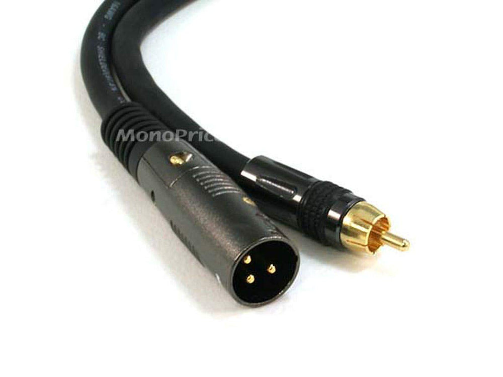 Monoprice XLR Male to RCA Male Cable - 3 Feet - Black, 