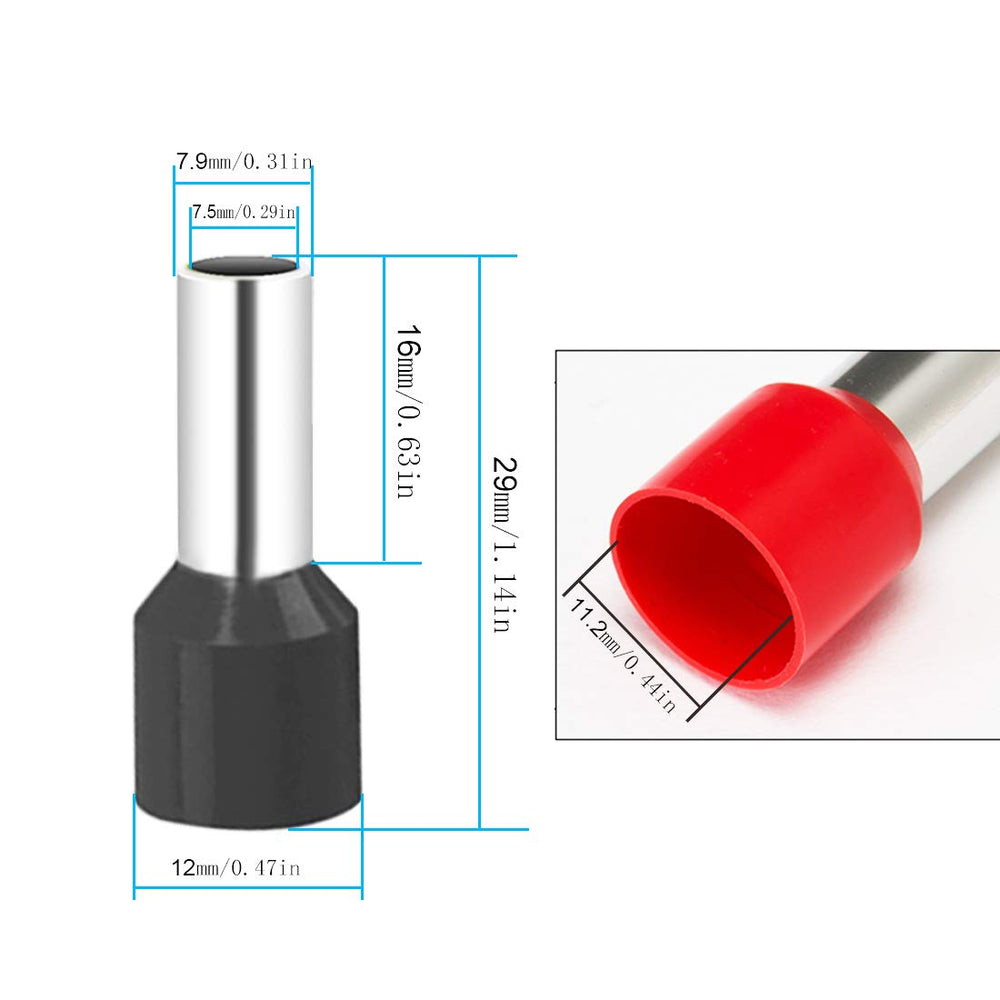 70PCS 4 Gauge Ferrule Connectors - Insulated End Terminals for Car Amplifier Power-Cable Terminals Clean Install and Better Connection (Black+Red)