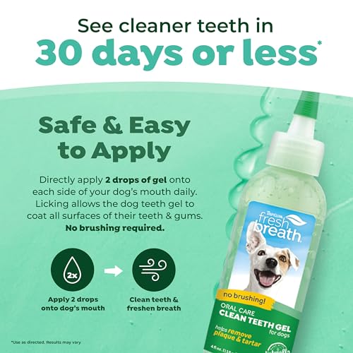 Fresh Breath Dog Toothpaste for Teeth Cleaning, Breath Freshener, Easy to Use Plaque &amp; Tartar Remover Gel, No Toothbrush Needed, 4oz.