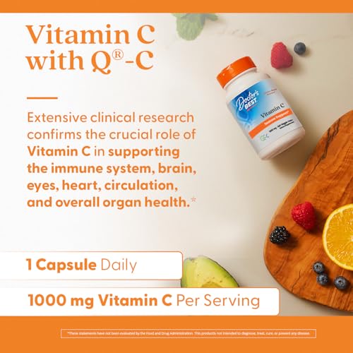 Doctor&#39;s Best Vitamin C with Q-C, Immune Support, Non-GMO, Gluten Free, Soy Free, Vegan 360 Veggie Caps