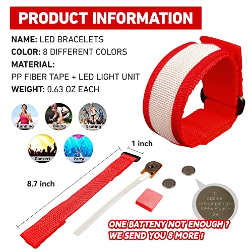 8 PCS LED Glow Bracelets, Thanksgiving Light Up Bracelets Set - Glow in The Dark Party Bracelets Favors Supplies for Christmas, Concerts, Festivals, Game Prizes, Sports, Rave Accessories.