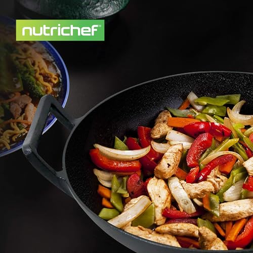 NutriChef Pre-Seasoned Cast Pan-5.8 QT Heavy Duty Non-S