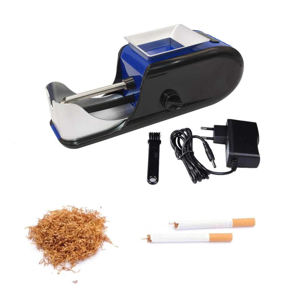 Cigarette Rolling Machine Electric Automatic Injector Tobacco Roller Maker (Blue and Black)