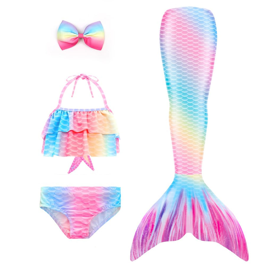 Mermaid Tails for Swimming Girls Bathing Suits Swimsuit Swimwear Bikini 3 Pcs for 3-12 Year Old