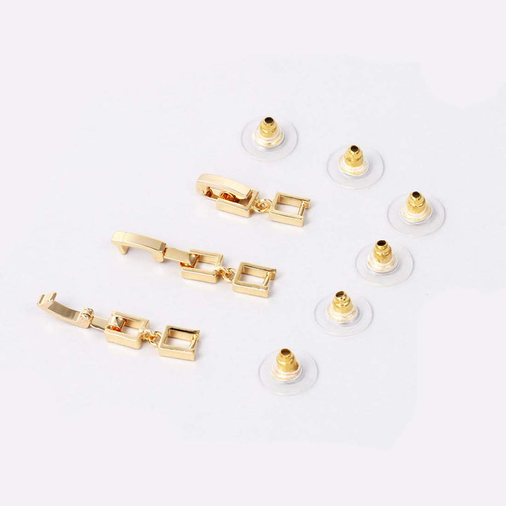 Silver/Gold/Rose Gold Plated 3pcs Fold Over Clasp set for Bracelet or Necklace Jewelry Extender (Yellow Gold 3mm)