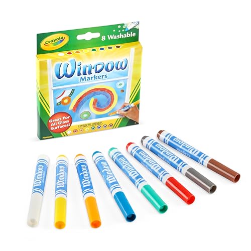Window Markers (8 Count), Washable Window Markers for Kids, Works On Glass Surfaces, Fun Gifts for Kids