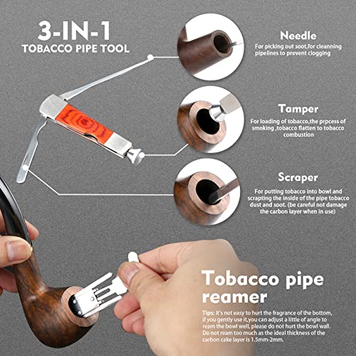 Scotte Wood Pipe Kit Handmade Pipe with Replaceable Pipe Stem and Accessories in Gift Box (Black&B)