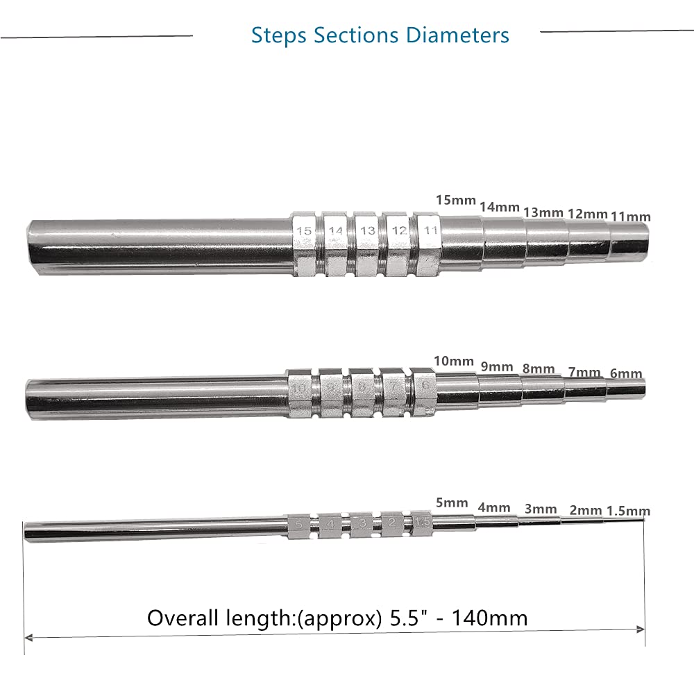 MMoon-L&amp;F Wire Looping Wrapping Step Mandel Steel Round Bead Working Loop Jump Ring Metal Jewelry Forming Tool with 3pcs and 15 Sizes