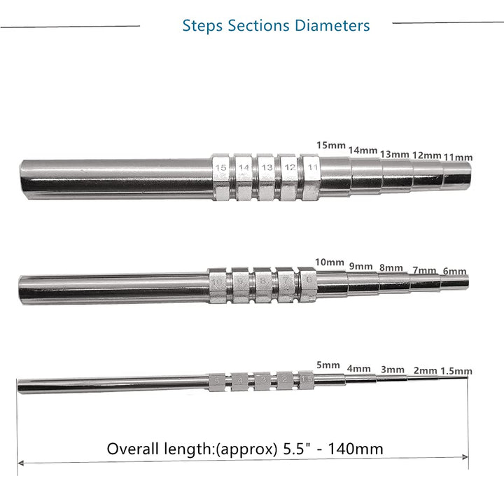 MMoon-L&amp;F Wire Looping Wrapping Step Mandel Steel Round Bead Working Loop Jump Ring Metal Jewelry Forming Tool with 3pcs and 15 Sizes