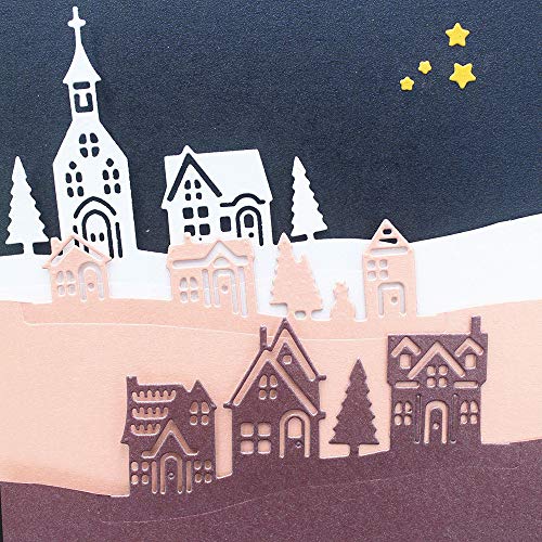 Village House Metal Cutting Dies Stencil Template Molds