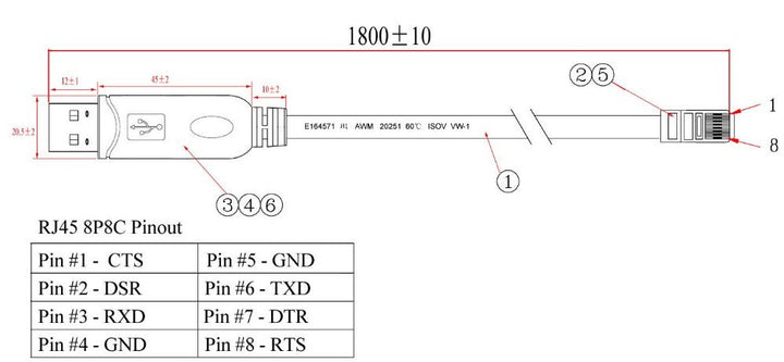 USB RS232 Console Cable for Cisco Router Rollover Cable FT232RL Chipset Rj45 Adapter Serial Cable (6ft)