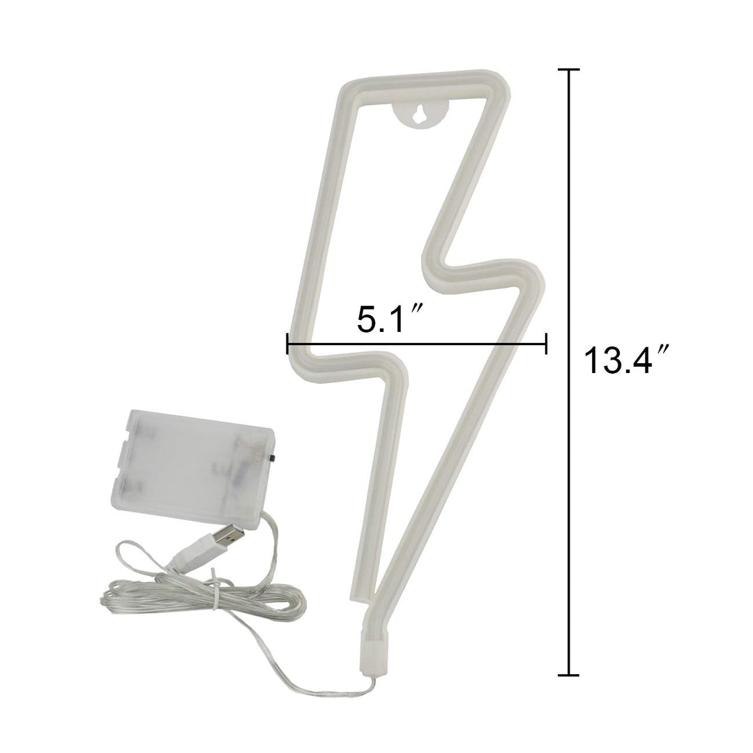 USB Charging/Battery LED Neon Decorative Lights,Neon Sign Shaped Decor Light, Wall Decor for Christmas,Birthday Party, Kids Room, Living Room, Wedding Party Decor (Lightning)
