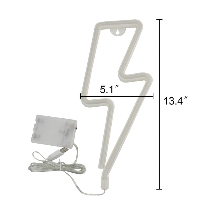 USB Charging/Battery LED Neon Decorative Lights,Neon Sign Shaped Decor Light, Wall Decor for Christmas,Birthday Party, Kids Room, Living Room, Wedding Party Decor (Lightning)