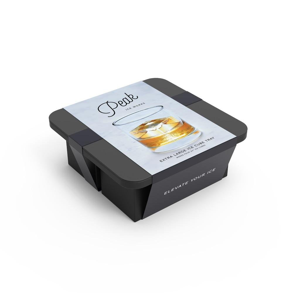 W&amp;P Peak Silicone Extra Large Cube Ice Tray w/ Protective Lid | Charcoal | Easy to Remove Ice Cubes | Food Grade Premium Silicone | Dishwasher Safe, BPA Free