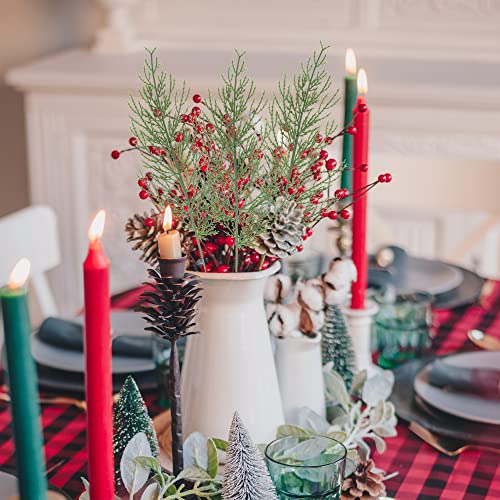 25 PCS Artificial Pine Branches-13.7 Inches Fake Greenery Plants Pine Sprigs-Faux Pine Leaves Picks for DIY Garland Crafts Christmas Embellishing and Home Garden Decoration (25PCS)