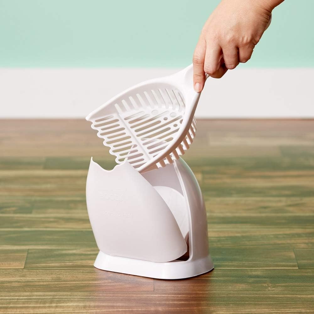 Scoop N' Hide Cat Litter Scoop with Discreet Litter Scoops Holder; White