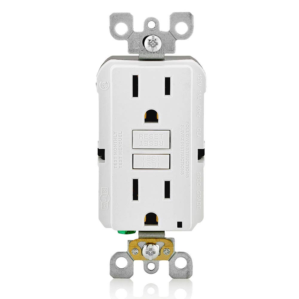 GFCI Outlet, 15 Amp, Self Test, Non Tamper-Resistant with LED Indicator Light, Protection from Electric Shock and Electrocution, GFNT1-W, White