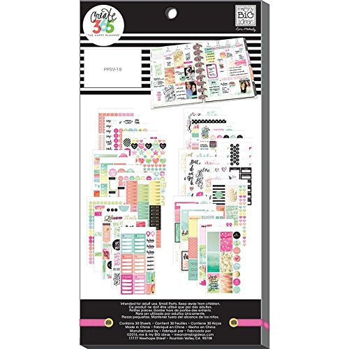 me &amp; my BIG ideas Sticker Value Pack - The Happy Planner Scrapbooking Supplies - Watercolor Theme - Multi-Color &amp; Gold Foil - Great for Projects, Scrapbooks &amp; Albums - 30 Sheets, 1078 Stickers Total