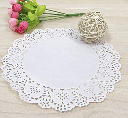WOIWO 100 Pieces White Lace Doilies Paper,Round Paper D