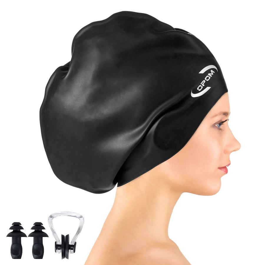 Extra Large Swimming Cap for Women Long Hair Girls Men and Adult Waterproof Silicone Cover Ear Bath Pool Shower Swimming Caps Special Design Swim Cap for Long Thick Curly Hair&Dreadlocks Weaves Braid