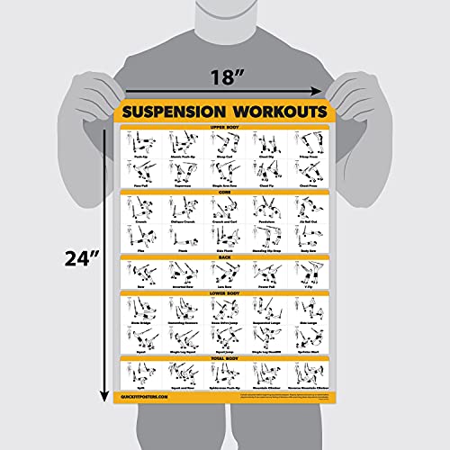 10 Pack - Exercise Workout Poster Set - Dumbbell, Suspension, Kettlebell, Resistance Bands, Stretching, Bodyweight, Barbell, Yoga Poses, Exercise Ball, Muscular System Chart (LAMINATED, 18 x 27)