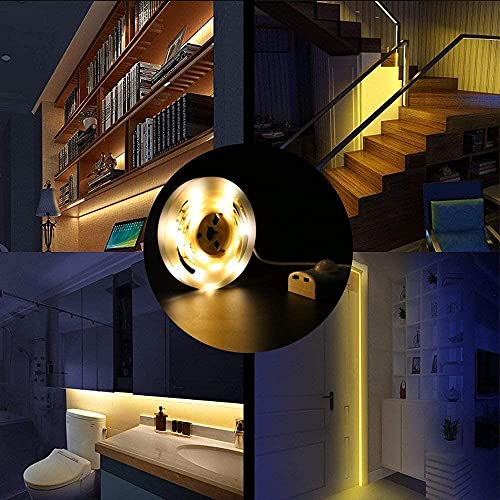 Under Cabinet Light Strip Rechargeable 1M LED Strip Light with Motion Sensor, Warm White led Light for Cabinet, Kitchen, Counter, Shelf, TV (1MRecharge)