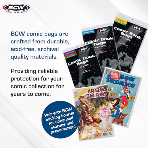 Resealable Silver Age Comic Bags - 100 ct, Protection for Silver Age Comic Books | 7 1/8 x 10 1/2 inches Comic Collection Storage Comic Books Bags