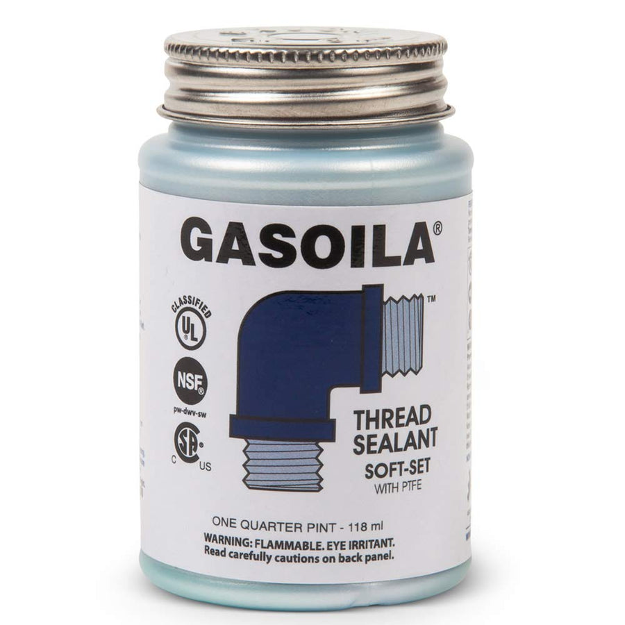 Soft-Set PTFE Pipe Thread Sealant – Non-Hardening Paste for Metal & Plastic, 1/4 Pint with Brush Cap – Reliable Leak Prevention, Drip-Resistant, Temp Range -100 to 600°F, Made in USA
