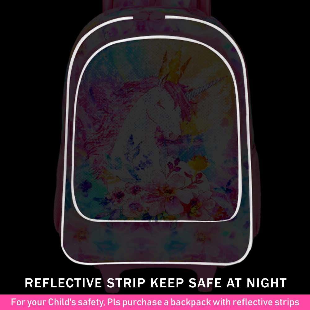 4PCS Kids Rolling Backpack for Girls, Unicorn Sequin Roller Wheeled Bookbag Toddler Elementary School Bag with Wheels