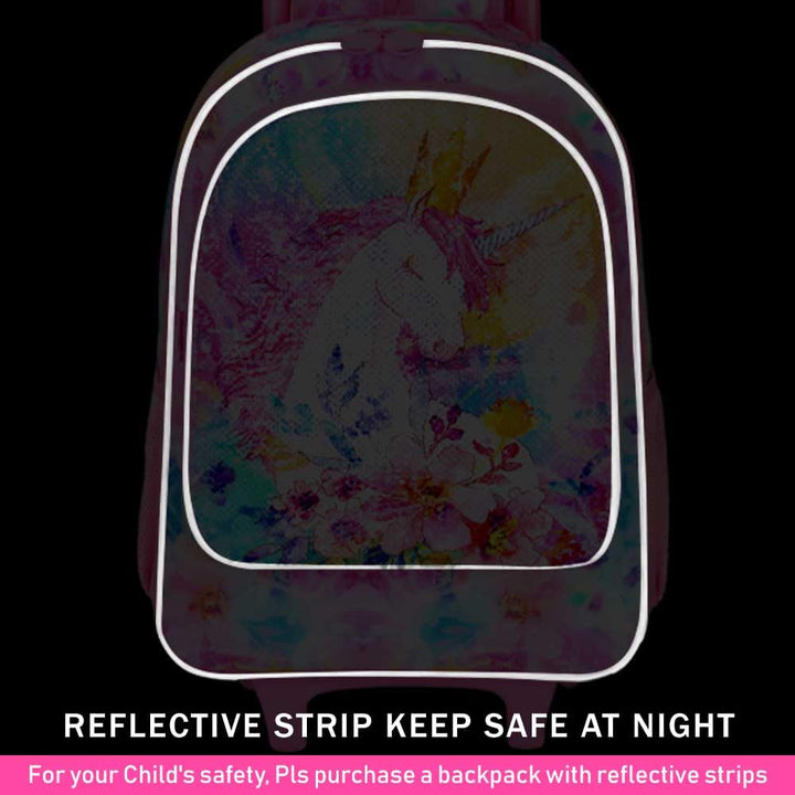 4PCS Kids Rolling Backpack for Girls, Unicorn Sequin Roller Wheeled Bookbag Toddler Elementary School Bag with Wheels