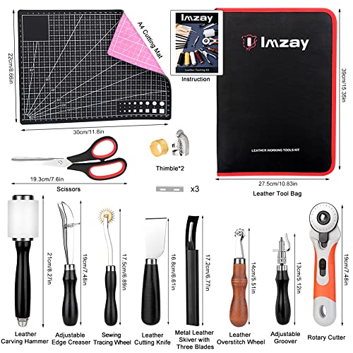 415 PCS Leather Working Kit, Leather Tool Kit, Leather Crafting Kit with Leather Working Tools Punching Sewing Stamping Sanding Tools for Leather Working Professional