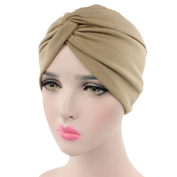 Chemo Sleep Turban Headwear Scarf Beanie Cap Hat for Cancer Patient Hair Loss (Khaki)
