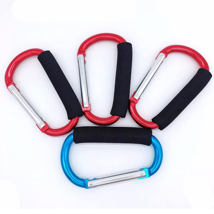 Stroller Hooks, 2 Pack 5.4 Aluminum Steel Large Carabiner - Stroller Organizer Hook Clips for Hanging Diaper Bags